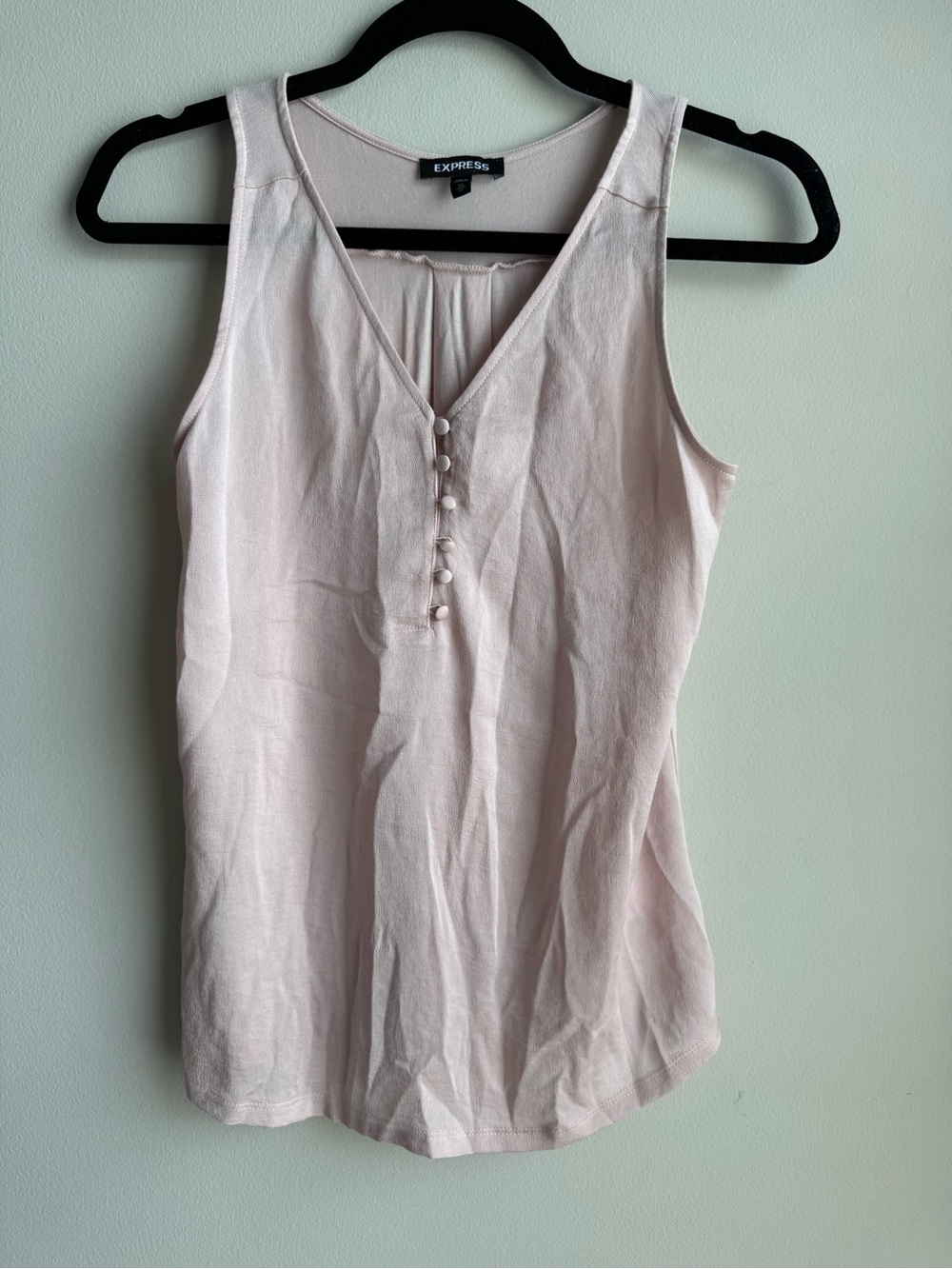 Express Light Pink Sleeveless V-Neck Button Tank